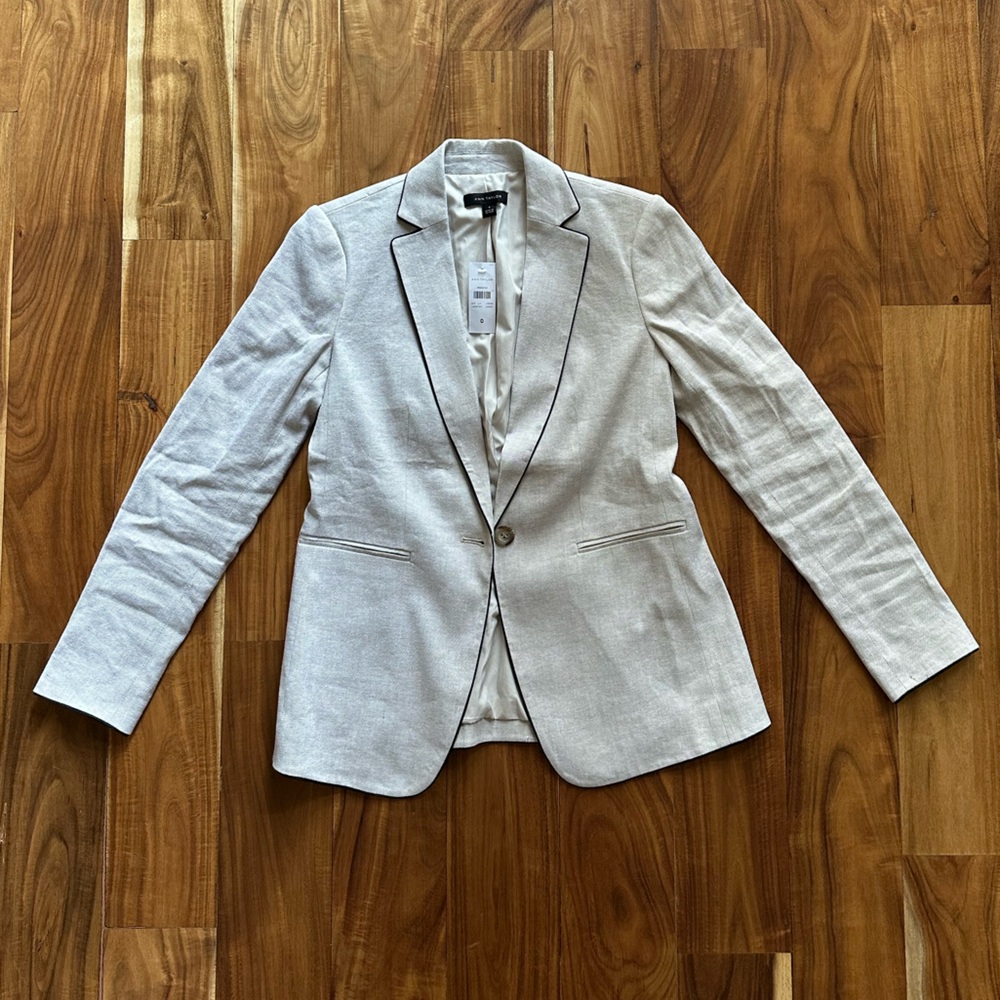 Ann Taylor Piped Linen Blazer
